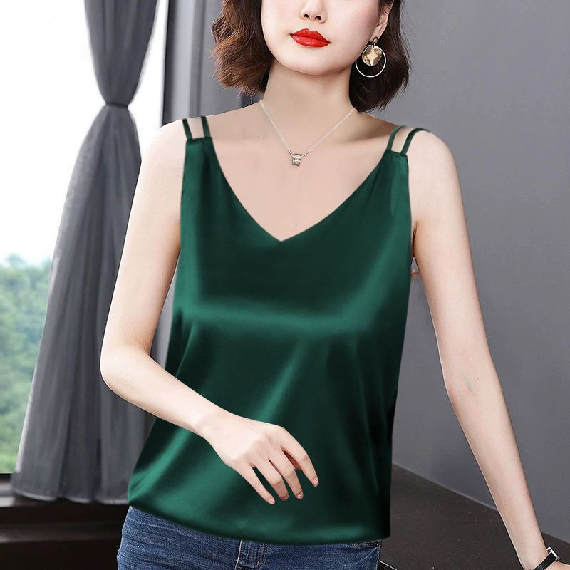 V-Neck Camisole Women's Fashion 2025 Summer French Style Outerwear Suit Inner Base Top with a Sense of Design