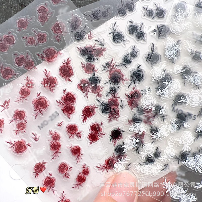 Nail Art Ink Stickers Retro Smudged Watercolor Flowers Rose Japanese Style Semi-Transparent Decal Pattern Adhesive Nail Decoration Nail Art Ink Stickers Retro Smudged Watercolor Flowers Rose Japanese Style Semi-Transparent Decal Pattern Adhesive Nail Decoration