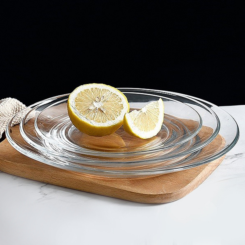 Pwangsmith Tempered Glass Plate Restaurant Household Round Baking Plate Baked Rice Plate Binaural Fish Plate Microwave Oven Available
