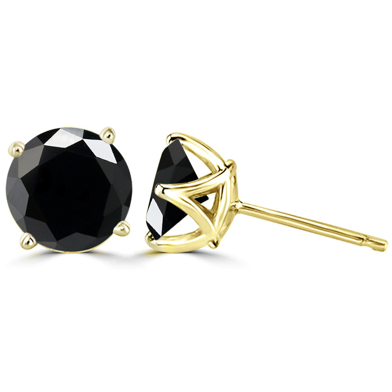 Europa y América populares orejetas de piedra de moissan de oro negro Hip Hop retro 1 quilate S925 joyas de plata de moissan