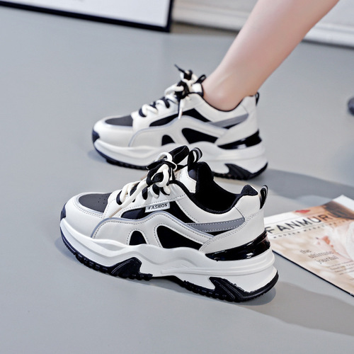 Korean version of new dad shoes for women  spring student all-match sports shoes women's casual thick sole heightening shoes A28