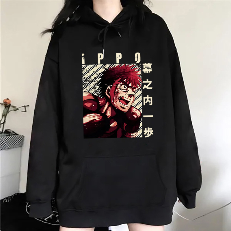 New Anime Retro Ippo Makunouchi Print Hoodies Women Causal