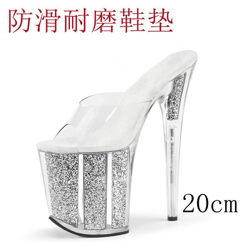 20cm tubo de acero zapatos de tacón antideslizante modelo de desfile zapatos de entrenamiento impermeables especiales de diamante de agua sandalias de cristal transparente image 21