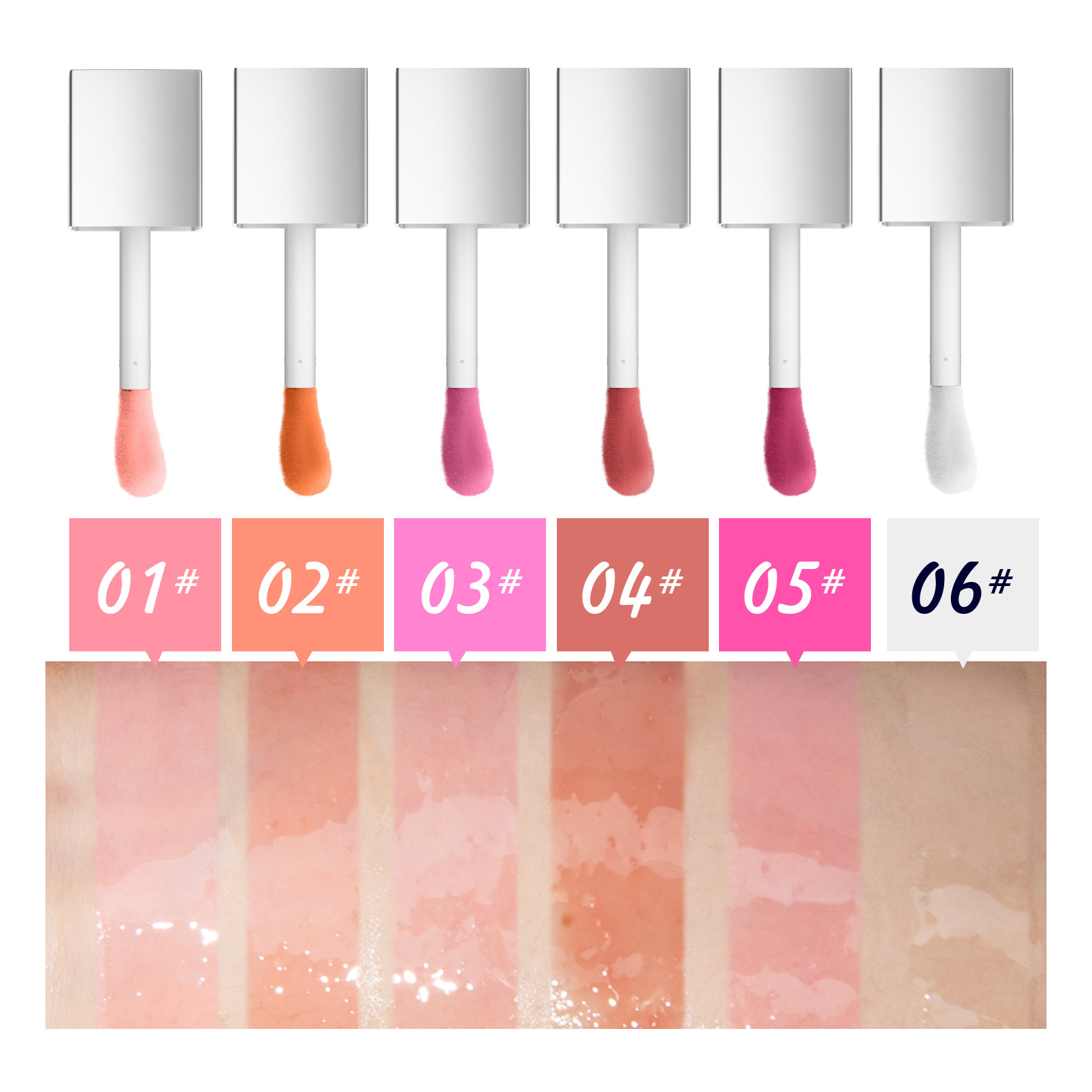 45g Weight Lip Glaze Type Of Cosmetics Plastic Material Solid Color, Transparent Pattern Sexy Style Solid Color Transparent Plastic Lip Glaze 6