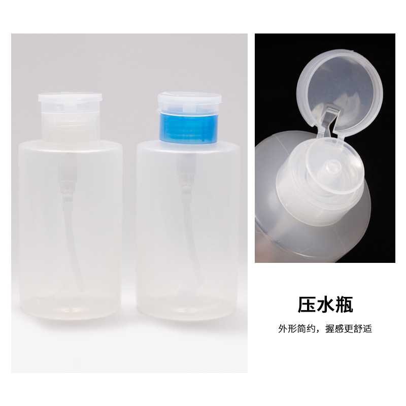 Nuevas herramientas de manicura transfronterizas 350cm botella de limpiador de uñas de gran capacidad PET tapa abierta presión botella vacía de limpiador de uñas