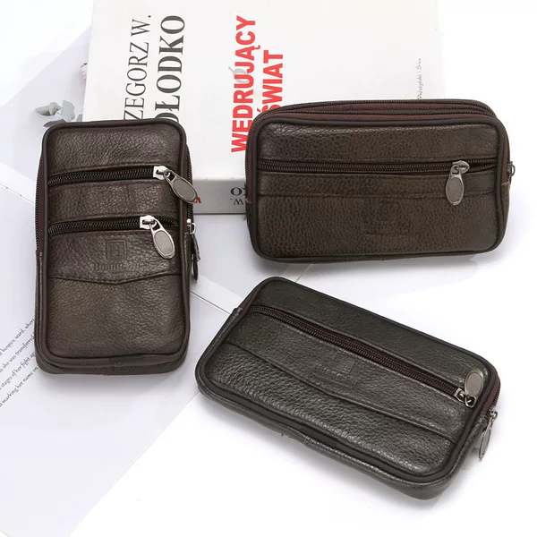New Style Men's Genuine Leather Belt Phone Waist Bag for the Elderly Working on Construction Sites Cowhide Belt Wholesale