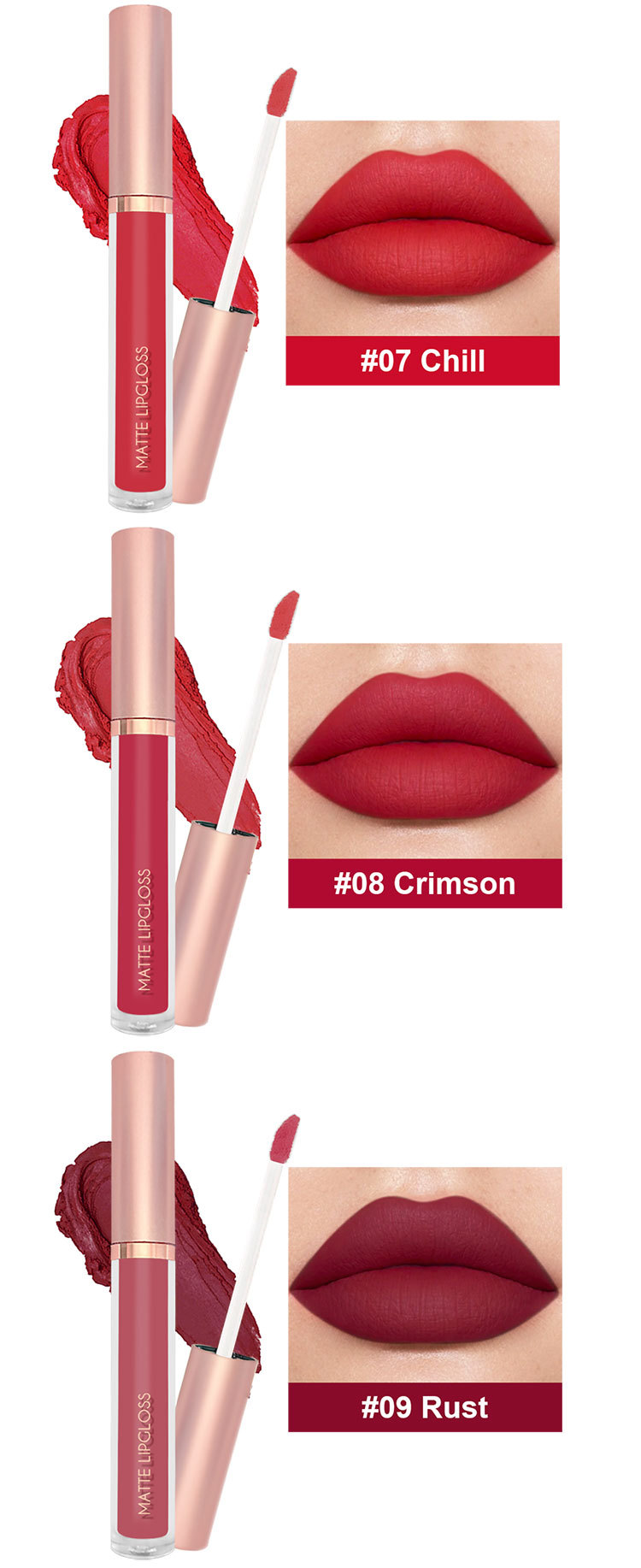 6支套装哑光雾面不沾杯唇彩唇釉套装