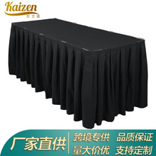 黑色全涤桌裙桌布套婚庆派对桌布户外台布Polyester Table Skirts