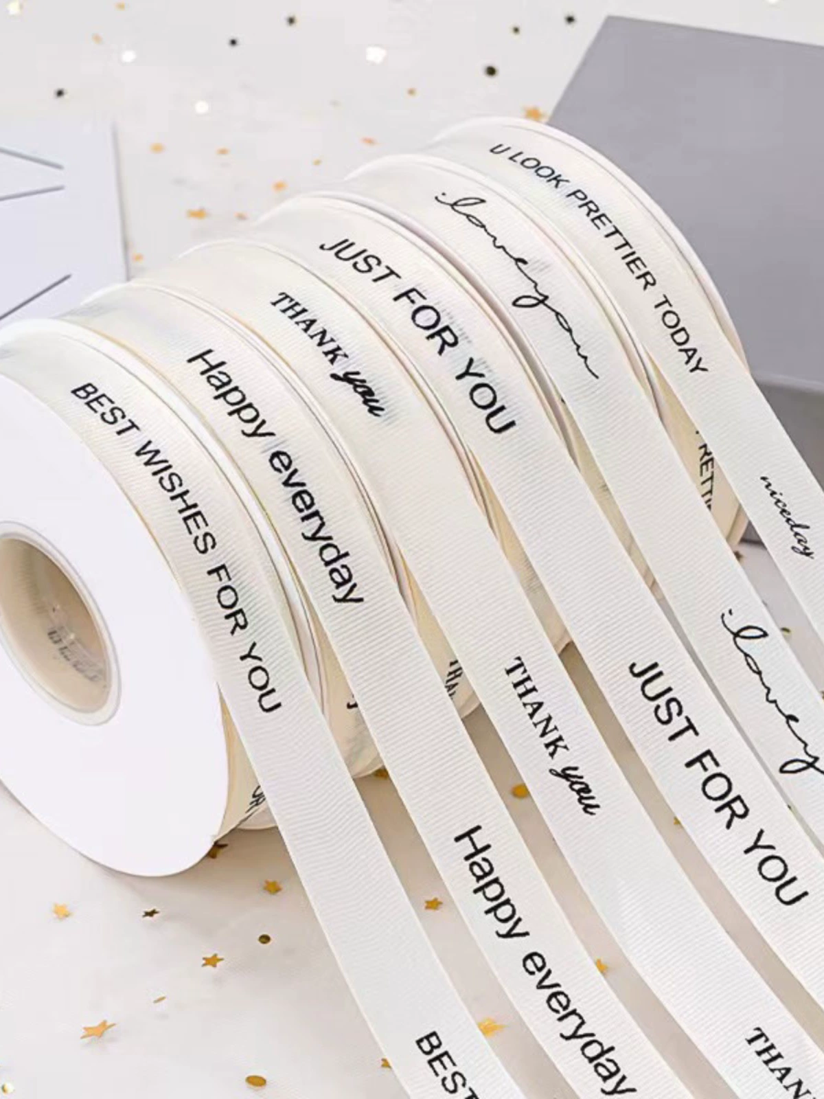 повседневная бежевая ребристая лента с английскими буквами, нитевидная лента, шелковая и атласная лента, цветочная подарочная упаковка, цветочная лента, декоративная лента