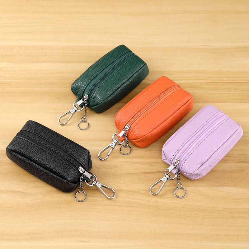 Venta caliente transfronteriza estuche para llaves para hombres de gran capacidad bolsa de almacenamiento de llaves de coche monedero bolsa de llavero multifuncional de cuero suave