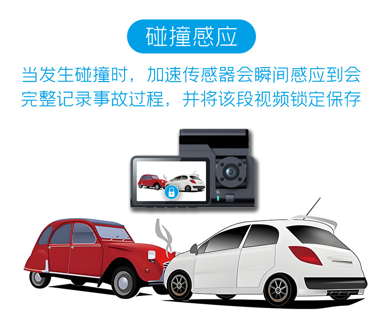 Cross-border driving recorder HD 1080P car front car rear 2 inch three-lens car camera A7WiFi