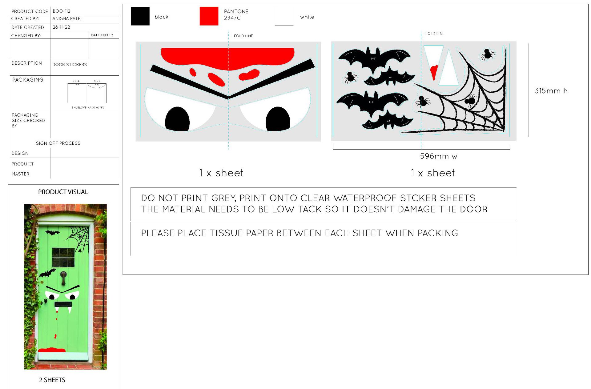 BOO-112- Door Stickers- ARTWOR