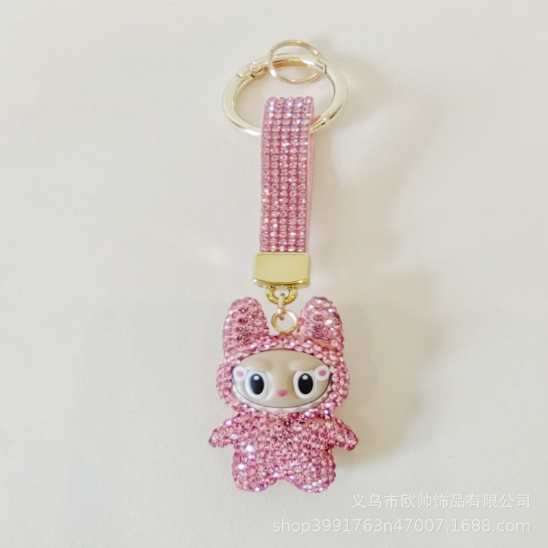 新款热销外贸镶钻卡通Q版拉布布轻奢创意精美汽车钥匙扣挂包包挂|undefined
