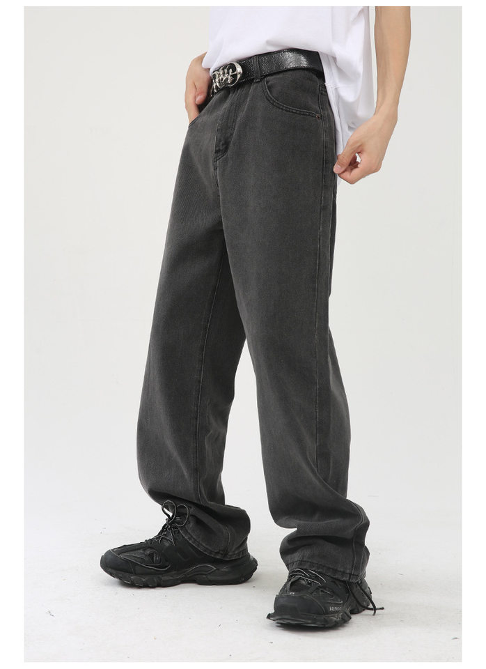 Quần jean nam ống rộng ống đứng dáng suông thoải mái phong cách Hàn Quốc — Xanh denim, Xanh lam đậm, Đen Xám chi tiết 13