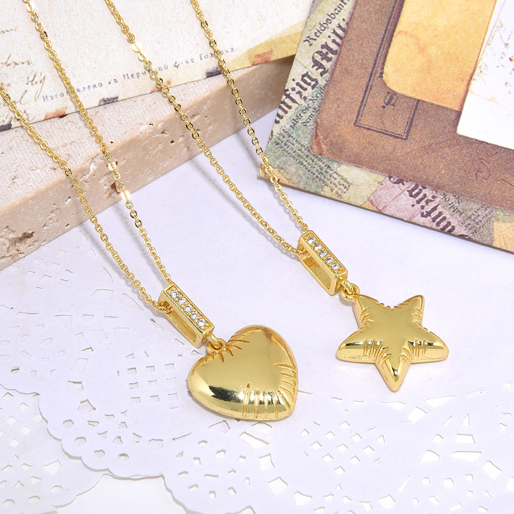 Copper three dimensional glossy pendant with zircon hip-hop style…