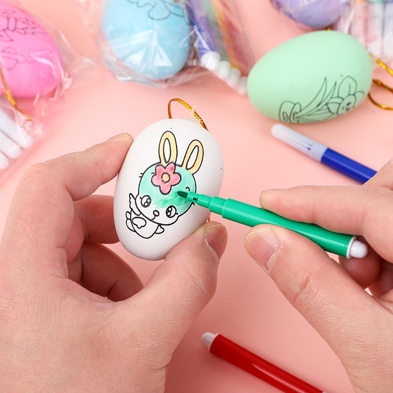 Dibujar huevos de Pascua Dibujar huevos de pato Kindergarten Concha de huevo para niños Diy Juguete de huevo de simulación pintado a mano