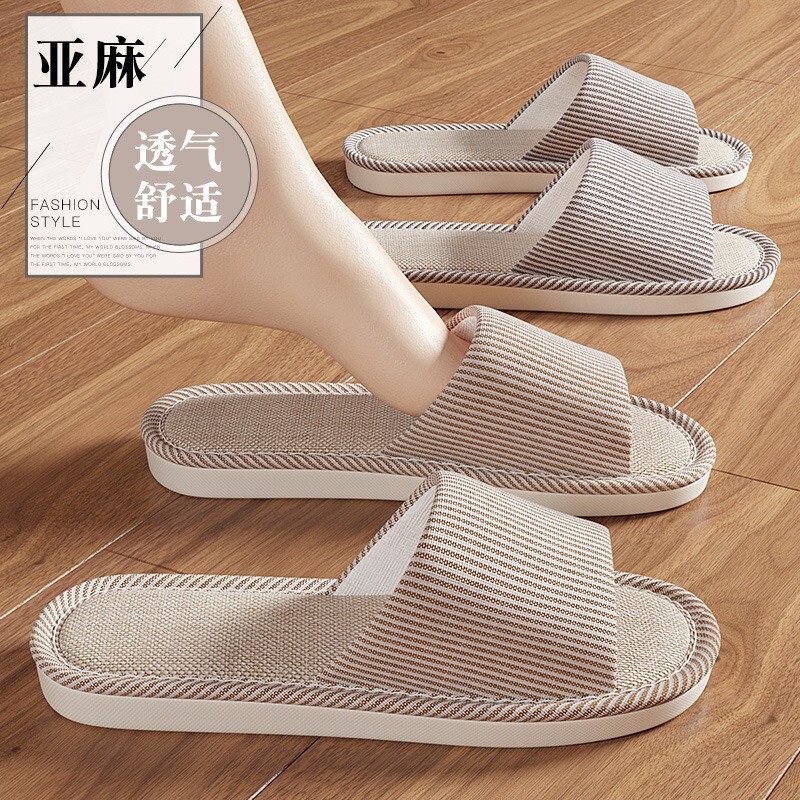 Linen Slippers Women's Spring Home Soft Bottom Mute Breathable Sweat Absorbing Spring and Summer Seasons Hospitality Non-slip Indoor Slippers Couple Linen Slippers Women's Spring Home Soft Bottom Mute Breathable Sweat Absorbing Spring and Summer Seasons Hospitality Non-slip Indoor Slippers Couple
