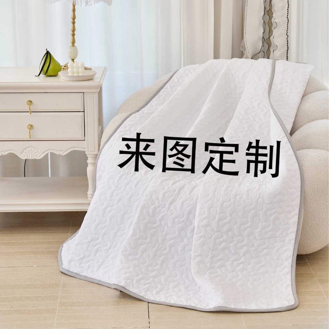 跨境绗缝盖毯公鸡图案沙发毯家居装饰毛毯数码印花毯源头厂家批发