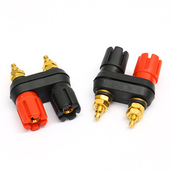 Gold-plated double plum blossom binding posts, double row binding posts, red and black conjoined wiring audio post binding post terminals