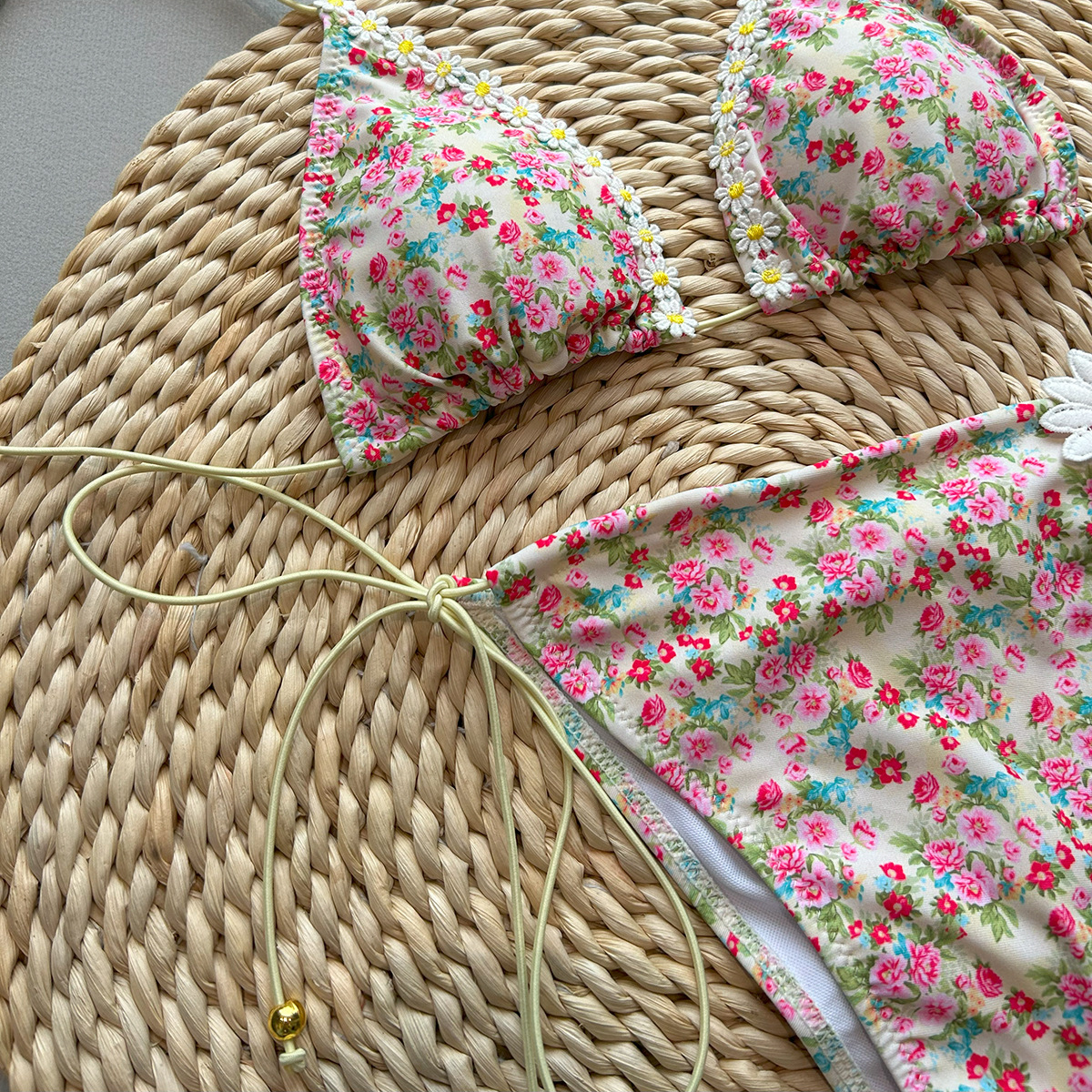 2 Pieces Set Quantity Women's Flower 2 Pieces Set Bikinis Swimwear