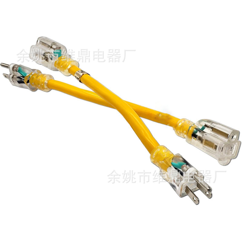 Cable de extensión transparente de tres clavijas 5-15P/15R, conexión macho-hembra, cable de alimentación de extensión, cable de enchufe americano
