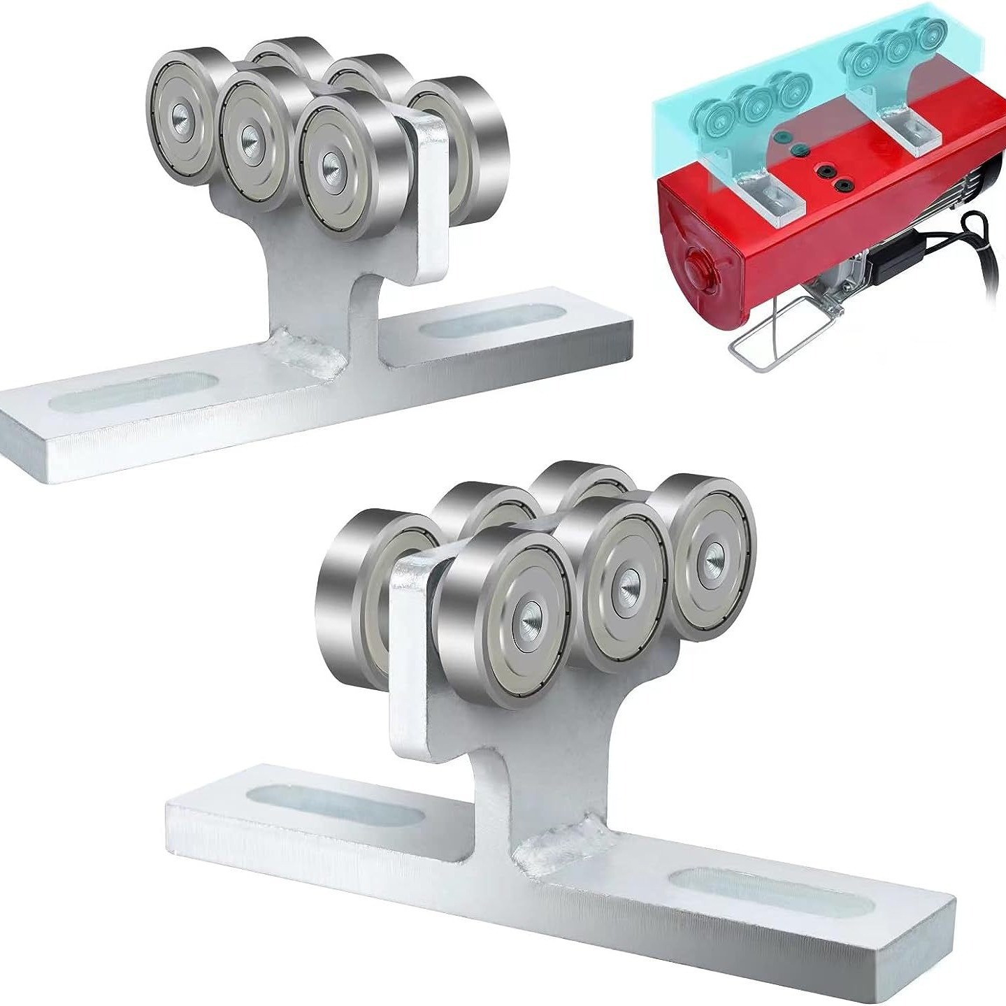 Conjunto de Polea Colgante Tipo T 6 Ruedas Carga Pesada para Puertas Correderas