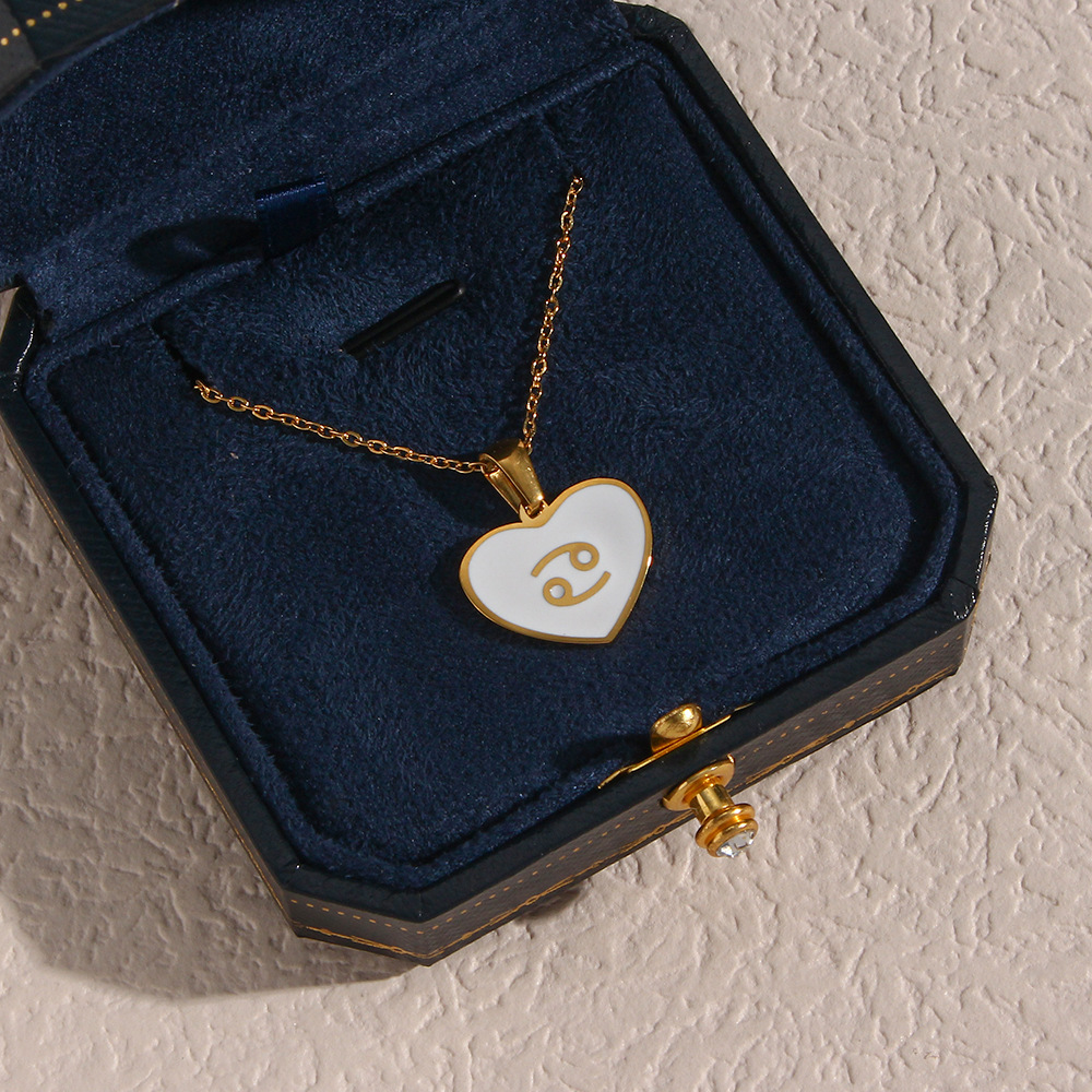 Fashion Constellation Heart Shape Stainless Steel Pendant Necklace Plating Stainless Steel Necklaces