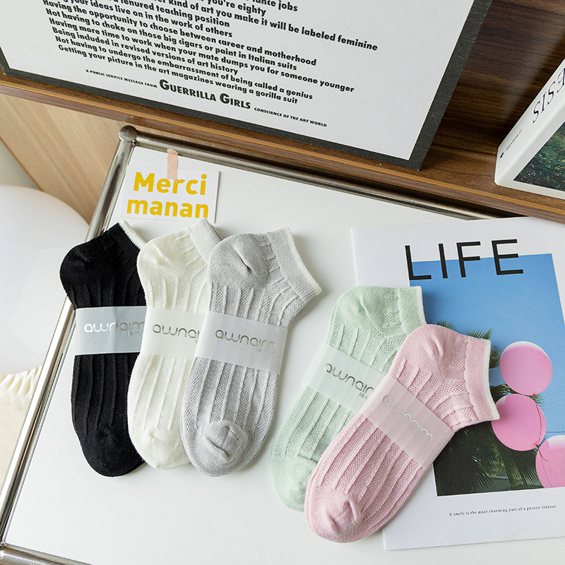 Socks women's cotton socks boat Socks thin ladies short tube Korean ins academic style Japanese spring and summer sweat absorption low.