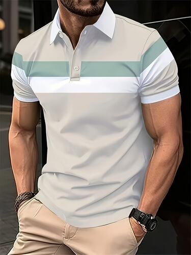 Men's Premium Casual Button Polo Shirt Lightweight Button-down Polo Shirt