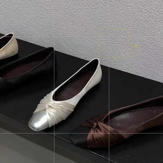 Elegant socialite single-layer shoes flat shoes women's shoes 2023 Spring and Autumn new all-match French style small fragrant low-vamp ladle shoes