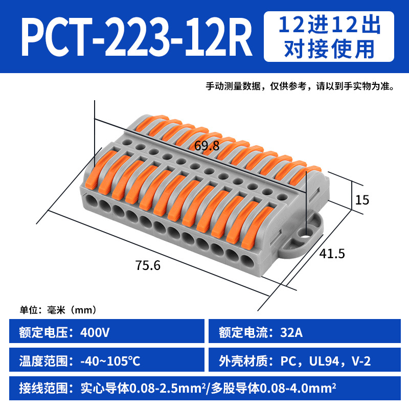 Pct-223 12r with mounting holes (2 pieces) 12 in and 12 out