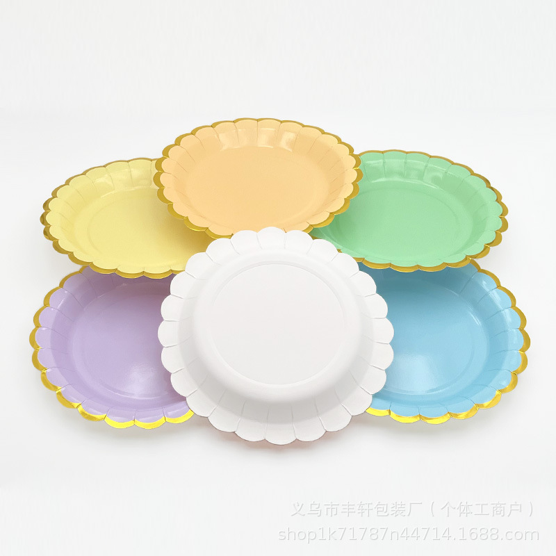 Plato desechable de 7 pulgadas 9 pulgadas Plato de picnic Plato de pastel Plato de fiesta de cumpleaños Plato de papel Plato de postre Plato de bocadillos