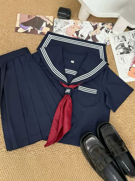 Shueisha in-stock wholesale of the new "Gansan" authentic JK uniform skirt set, basic college-style school sailor uniform