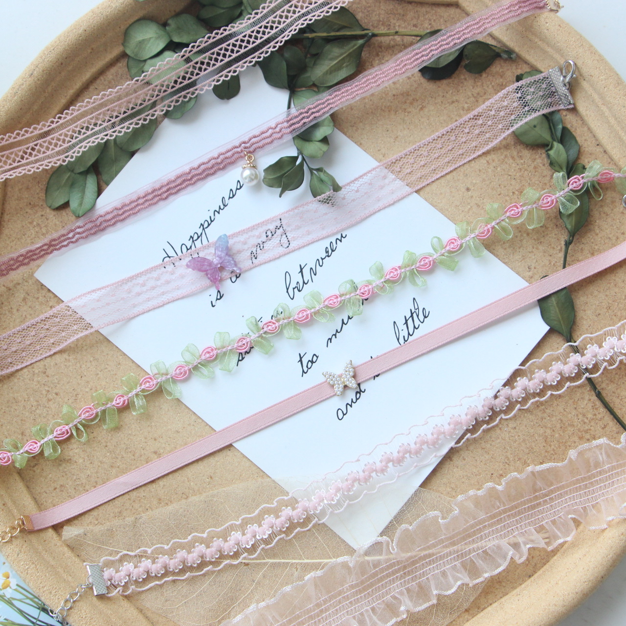 10g Weight Choker Classification IG Style Basic Sweet Flower Butterfly Alloy Mixed Materials Choker Wholesale
