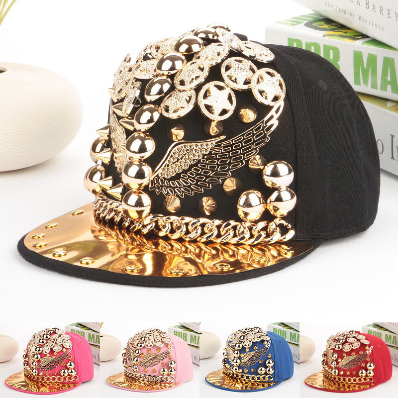 Европейский и американский панк -стиль заклепки, родительский бедный бедро -хоп -хоп -хоп корейский прилив люди хип -хоп детская квартира -алонг шляпа оптом