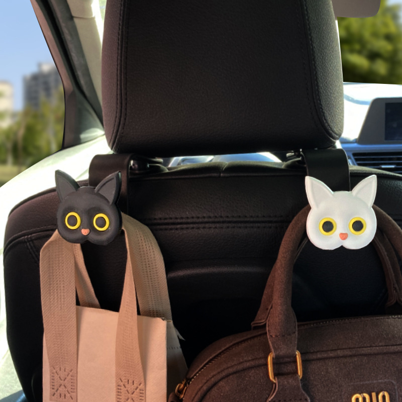 Boom 3D Cartoon Cat Asiento de fila trasera Gancho multifuncional Gancho pequeño de artículos colgantes ocultos creativos