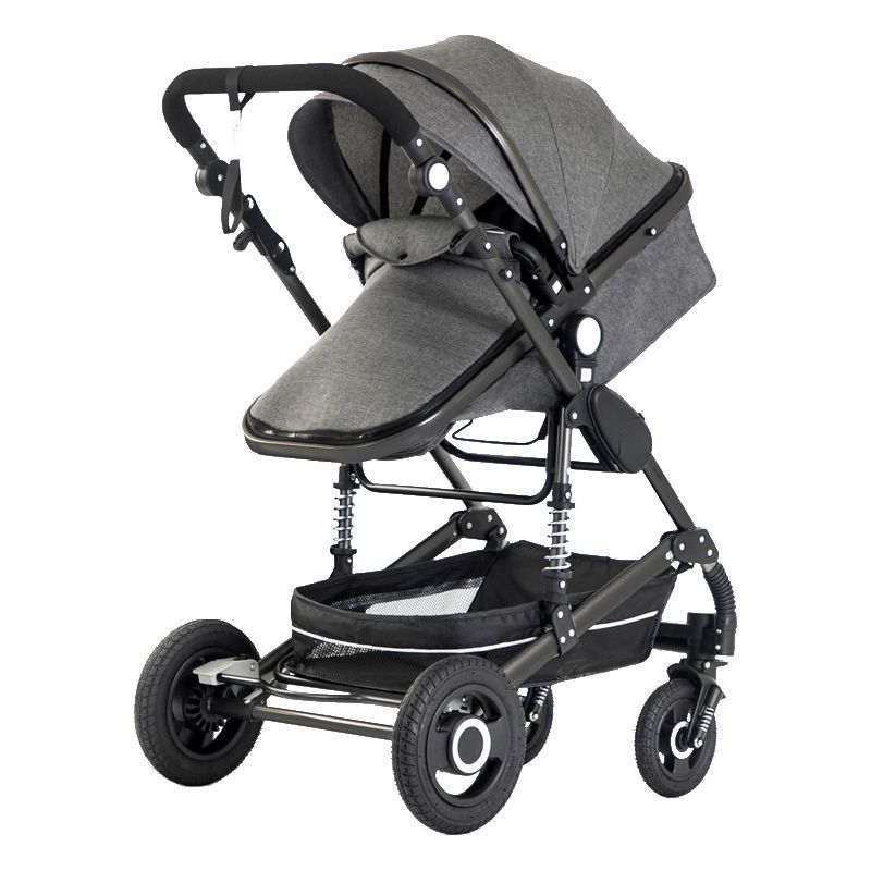 Cochecito de bebé Wisesonle bidireccional con vista alta, se puede sentar y acostar, ligero, plegable, con amortiguación y asiento con aire.