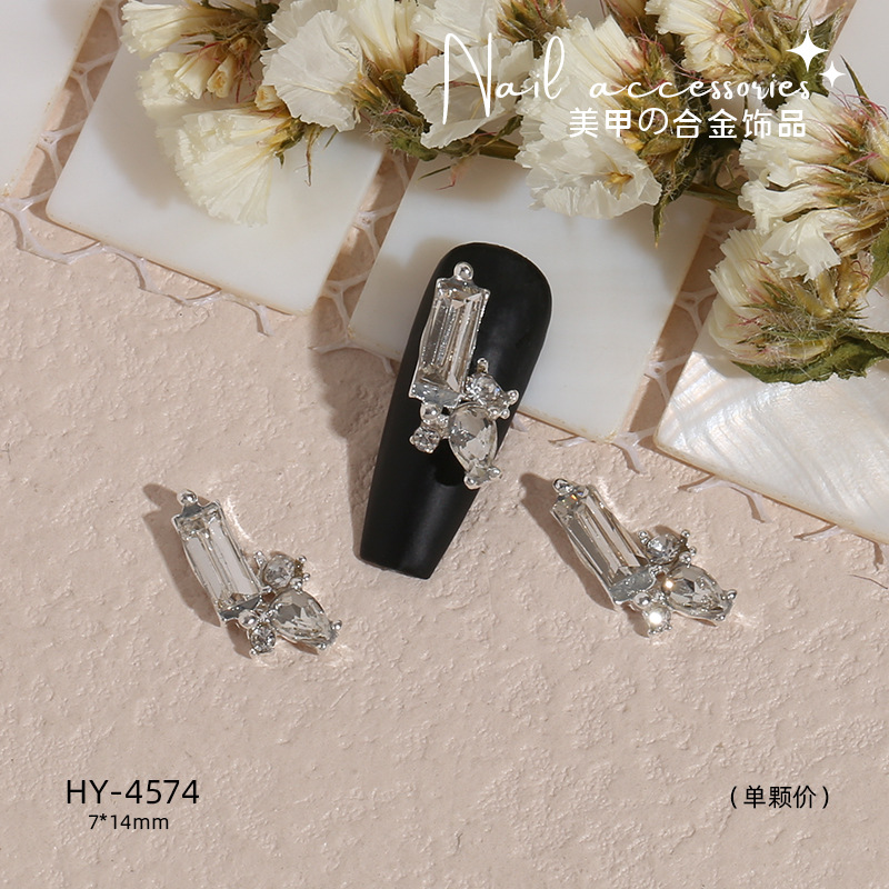 Transfronterizo nueva manicura mariposa plata metal aleación plana estilo japonés Internet celebridad rhinestone DIY accesorios joyería al por mayor