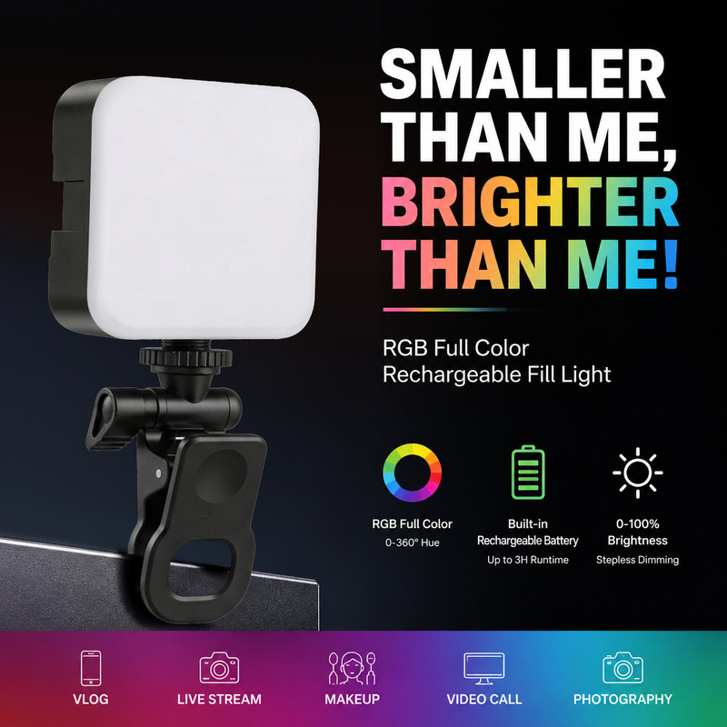 Mobile Phone Fill Light Mini Portable Pocket Light for Selfies Handheld Rgb Photography Lighting Outdoor Lighting for Photography Mobile Phone Fill Light Mini Portable Pocket Light for Selfies Handheld Rgb Photography Lighting Outdoor Lighting for Photography