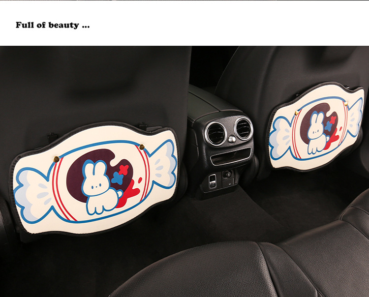 Milk Tea Capri Lady Cute Cartoon Car Seat Back Anti-Kick Pad Car Seat Back Anti-Stain Pad Short Style