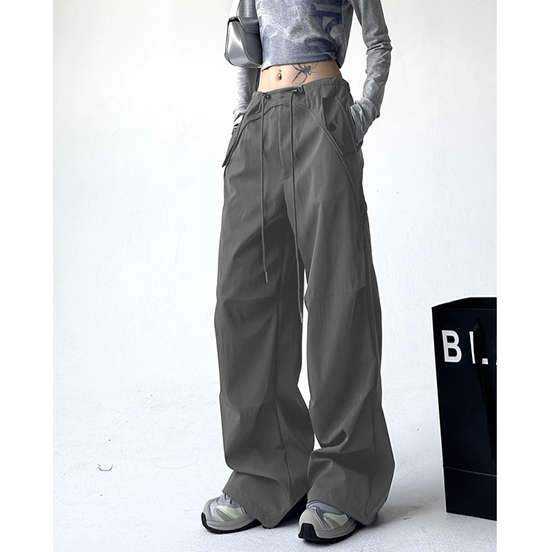 Pantalones Cargo Paracaidistas con Cordón y Puño Ajustado para Mujer