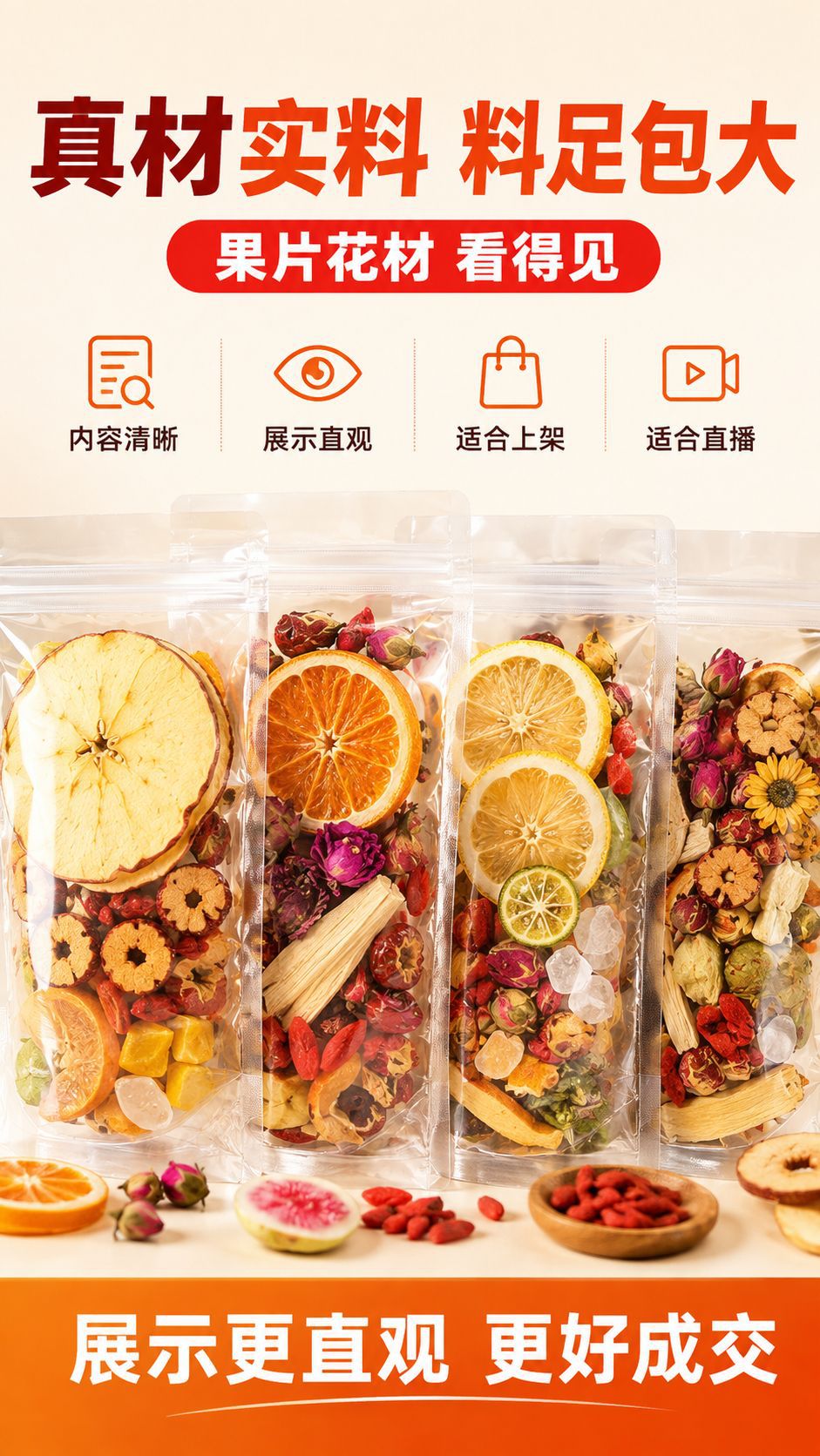 Handmade Fruit and Flower Tea Bags 30 Blends Pineapple Strawberry Coconut Tea 20g Brew in Teapot or Kettle key features