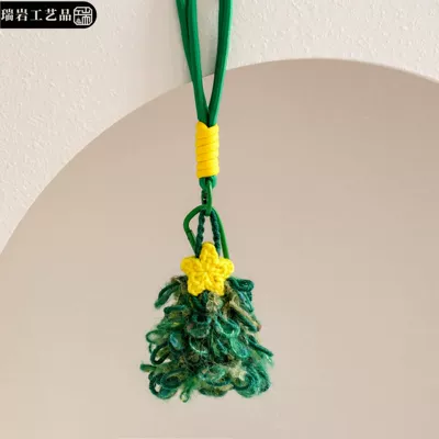 Christmas atmosphere knitted woolen small Car hanging - forest-green-starflakes-small-tree-ornament