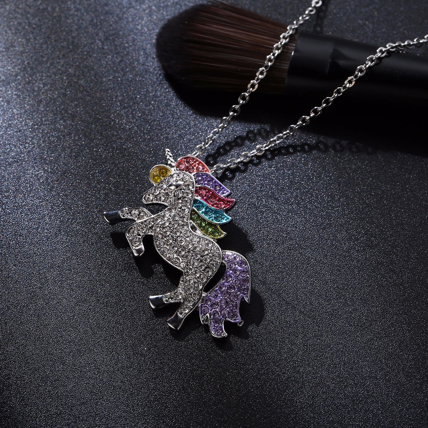 Cute Unicorn Alloy Plating Rhinestones Womenu0027S Pendant Necklace 1 Piece