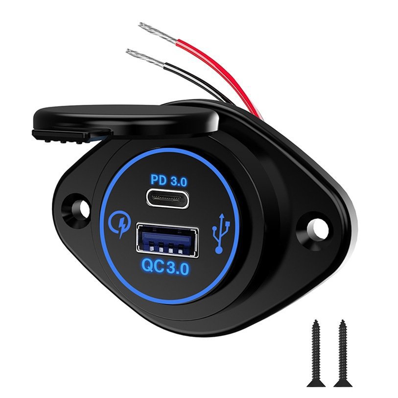 Modified multi-function car mobile phone charger bus saloon car yacht QC3.0USB port PD3.0 fast charging waterproof