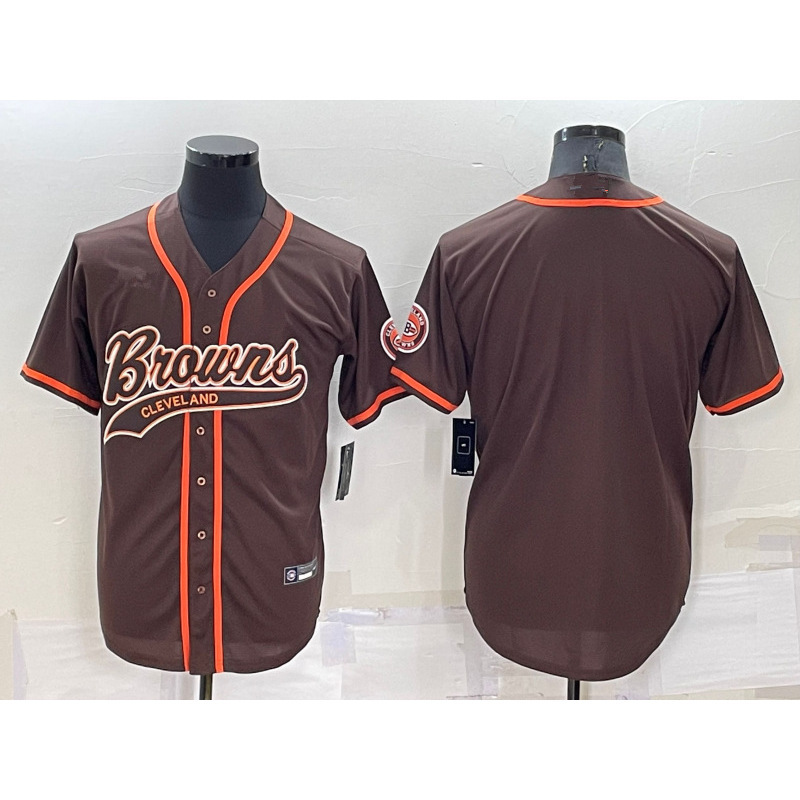 New Rugby and Baseball Co-Branded Uniforms Browns 21 # Ward 24 # Chlibb Cardigan Style Embroidered Ball