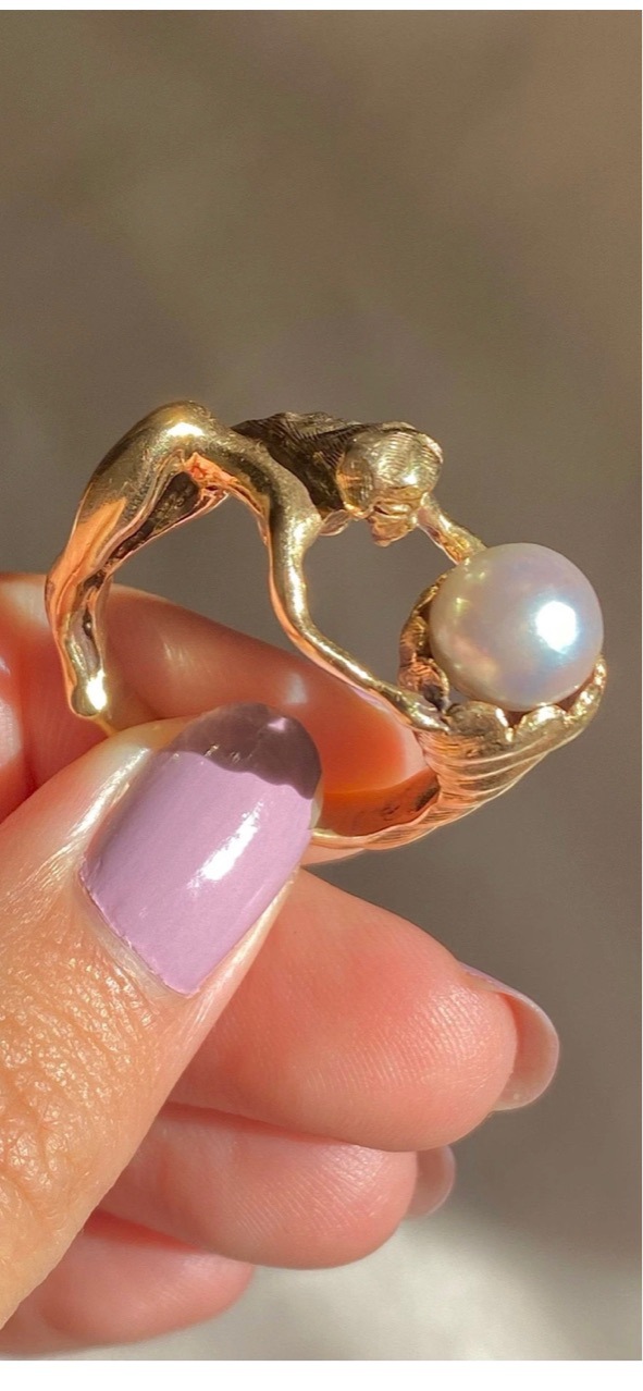 17g Weight 18K Gold Plated Plating Material Wholesale Jewelry IG Style Simple Style Geometric 304 Stainless Steel Pearl 18K Gold Plated Inlay Rings