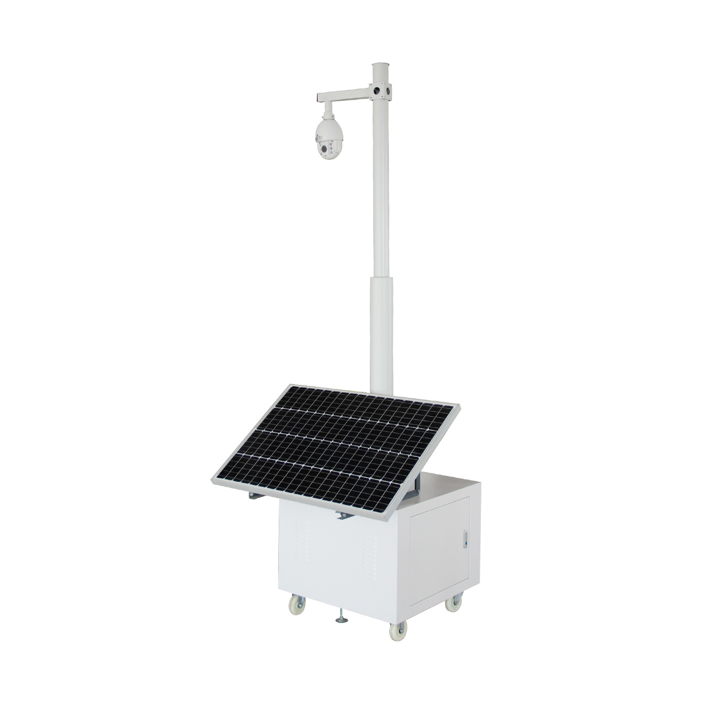 Remolque Hidráulico Temporal con Elevador de Poste para Exteriores, con Energía Solar, para Vigilancia Móvil 4G en Bases Militares