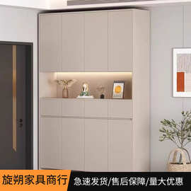 鞋柜室内门口外楼道入户玄关柜一体靠墙走廊用大容量鞋架奶油风