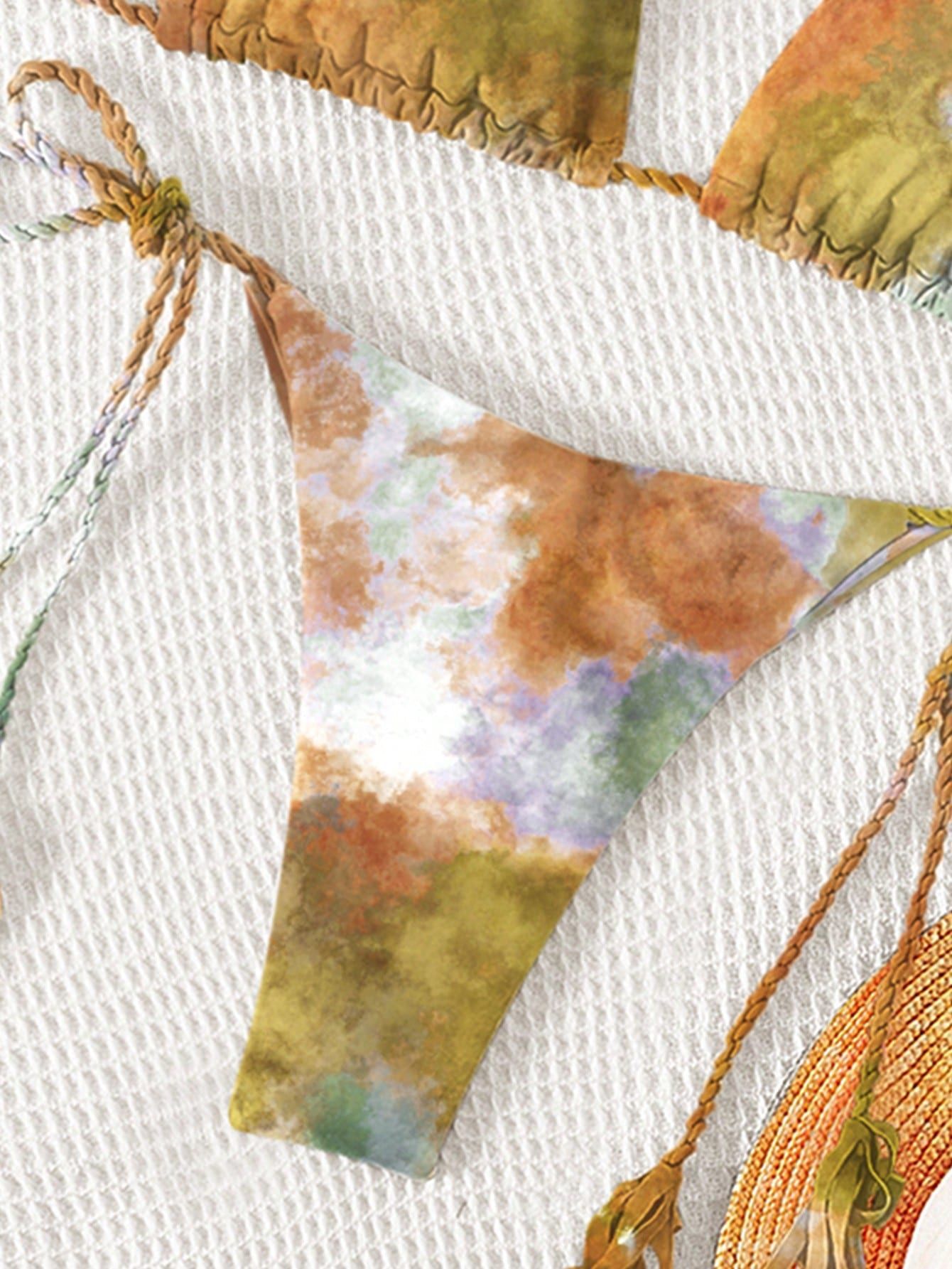 Women Seperated Swimwear Tie Dyed Sexy Bikini